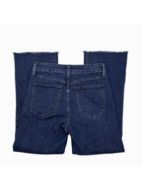 JUST BLACK DENIM BOOTCUT FRINGE BOTTOM DARK BLUE JEANS USA MADE - 29 6/8